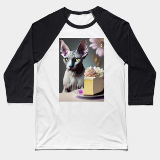 Sphynx enjoying a cake Baseball T-Shirt